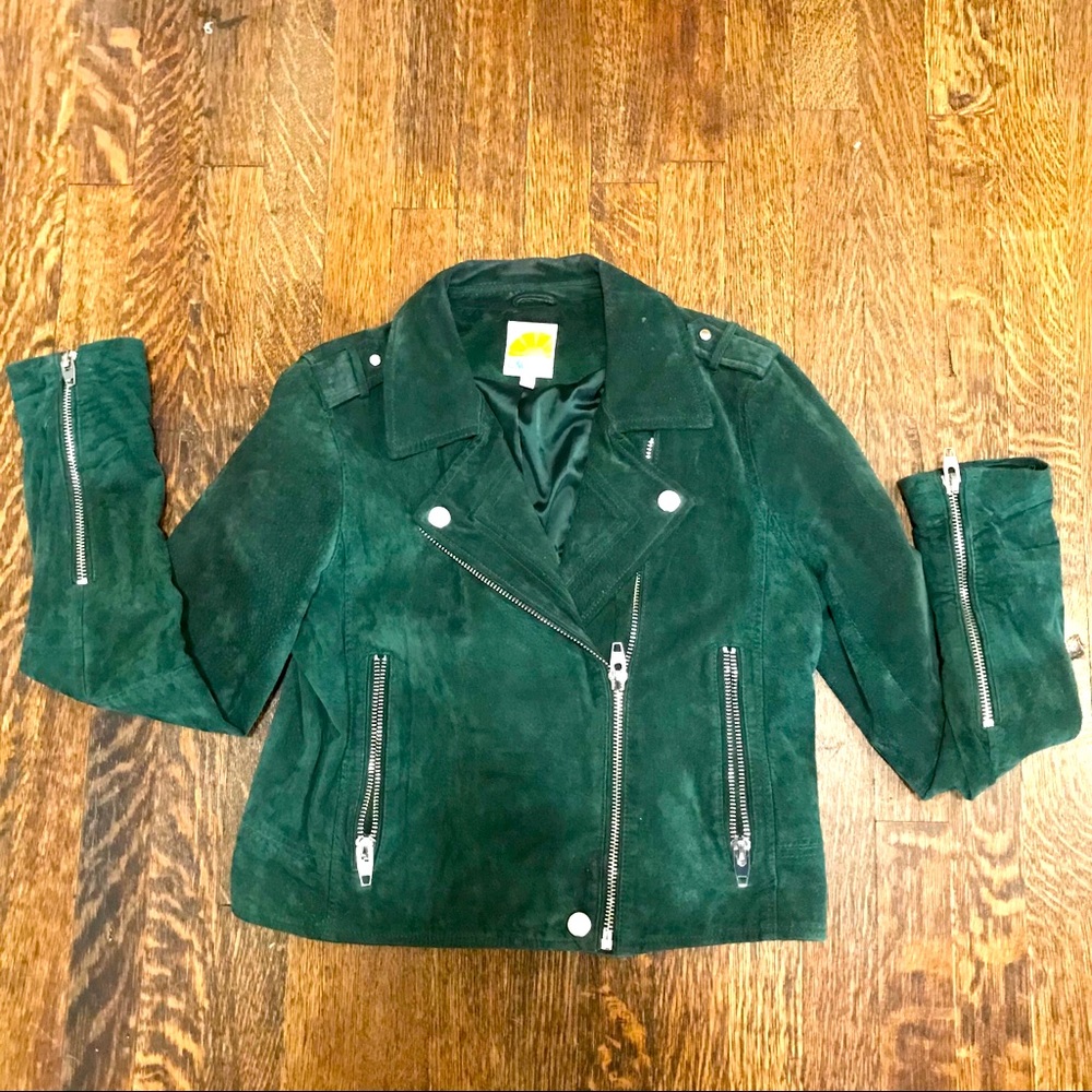 C&C California Green Suede Moto Jacket